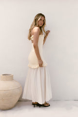 Liebes Valentine trägerloses Maxikleid Creme