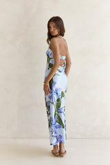 Bells Of Spring Trägerloses Satin-Maxikleid Blau