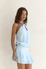 Geblümtes Neckholder-Minikleid „Haven“ in Blau