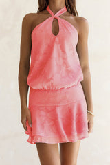 In Haven Neckholder-Minikleid Coral