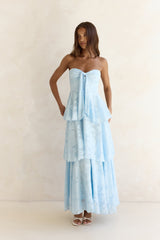 Trägerloses Maxikleid „Know Your Heart“ in Blau