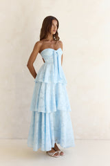 Trägerloses Maxikleid „Know Your Heart“ in Blau