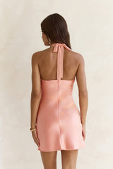 Higher And Higher Satin Neckholder-Minikleid Orange