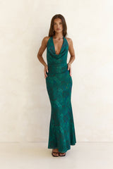 Maxikleid „Tangled Vines“ mit Neckholder, Grün