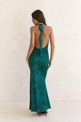 Maxikleid „Tangled Vines“ mit Neckholder, Grün