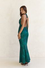 Maxikleid „Tangled Vines“ mit Neckholder, Grün