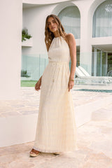 Different Dreams Neckholder Maxikleid Creme