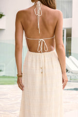 Different Dreams Neckholder Maxikleid Creme
