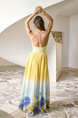 Sunny Blooms Neckholder-Maxikleid Ombré