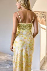 Hauptfigur Satiniertes Maxi-Kleid Gelb