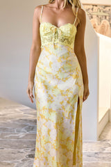 Hauptfigur Satiniertes Maxi-Kleid Gelb