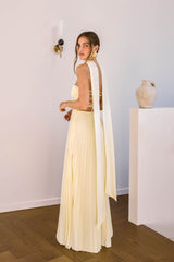 Rosewater Roads Trägerloses Maxikleid Gelb