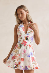 Wildblumen Neckholder-Minikleid Multi