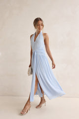 Robin Netz-Halter-Maxikleid Blau