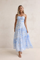 Trägerloses Maxikleid Ocean Blue Blau