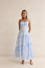 Trägerloses Maxikleid Ocean Blue Blau