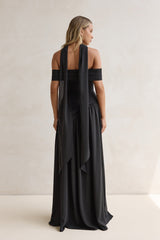 Mitternachts-Eleganz Carmen-Maxikleid Schwarz