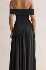 Mitternachts-Eleganz Carmen-Maxikleid Schwarz