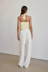 BASE Luxe Rib Simple Silhouette Neckholder-Top Gelb