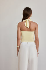 BASE Luxe Rib Simple Silhouette Neckholder-Top Gelb