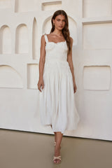 Frühlingsbrise Midi-Kleid Weiß