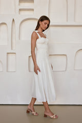 Frühlingsbrise Midi-Kleid Weiß
