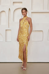 Marigold Moments Neckholder Maxikleid Orange