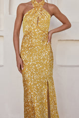 Marigold Moments Neckholder Maxikleid Orange