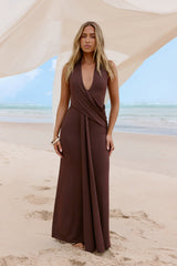 Pure Dreamer Neckholder Maxikleid Braun