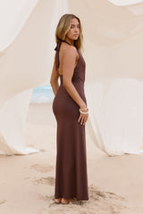 Pure Dreamer Neckholder Maxikleid Braun