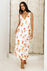Aprikosen Traum Maxikleid Blumenmuster