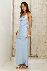 Ariella Satin Maxikleid Blau