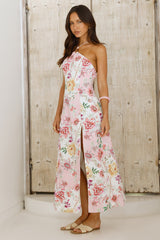 Sunset Dahlien Midi-Kleid mit Blumenmuster
