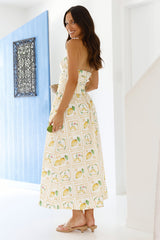 Fruitful Gardens Trägerloses Maxikleid Gelb