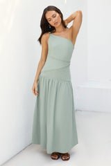 Claire One-Shoulder Maxikleid Khaki