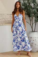 Cross My Heart Neckholder Maxikleid Blau