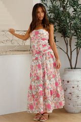 Cottage Living Trägerloses Maxikleid Pink