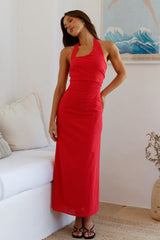 Scarlet Hues Neckholder Maxikleid Rot