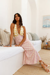 Picknick-Date-Satin-Maxikleid Pink