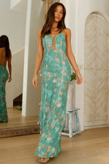 Grüne Oasis Neckholder-Maxikleid Grün