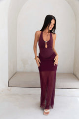 Luxe Legacy Neckholder Maxikleid Pflaume