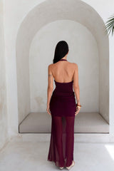 Luxe Legacy Neckholder Maxikleid Pflaume