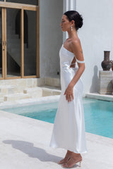 Angelica Satin-Maxikleid Weiß