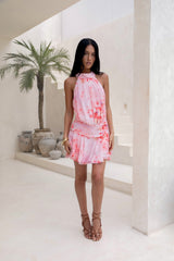 Süße Sommernächte Neckholder Mini-Kleid Pink