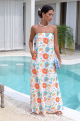 Elior Trägerloses Maxikleid mit Aufdruck