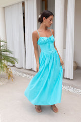 Verspieltes Wald-Maxikleid Aqua