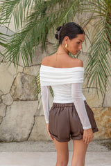 Sea You There Off-Shoulder-Top Weiß