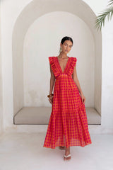 Maxikleid „Sonnenuntergangs-Picknick“ Pink