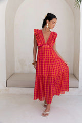 Maxikleid „Sonnenuntergangs-Picknick“ Pink