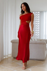 Dreamer’s Path schulterfreies Maxikleid Rot